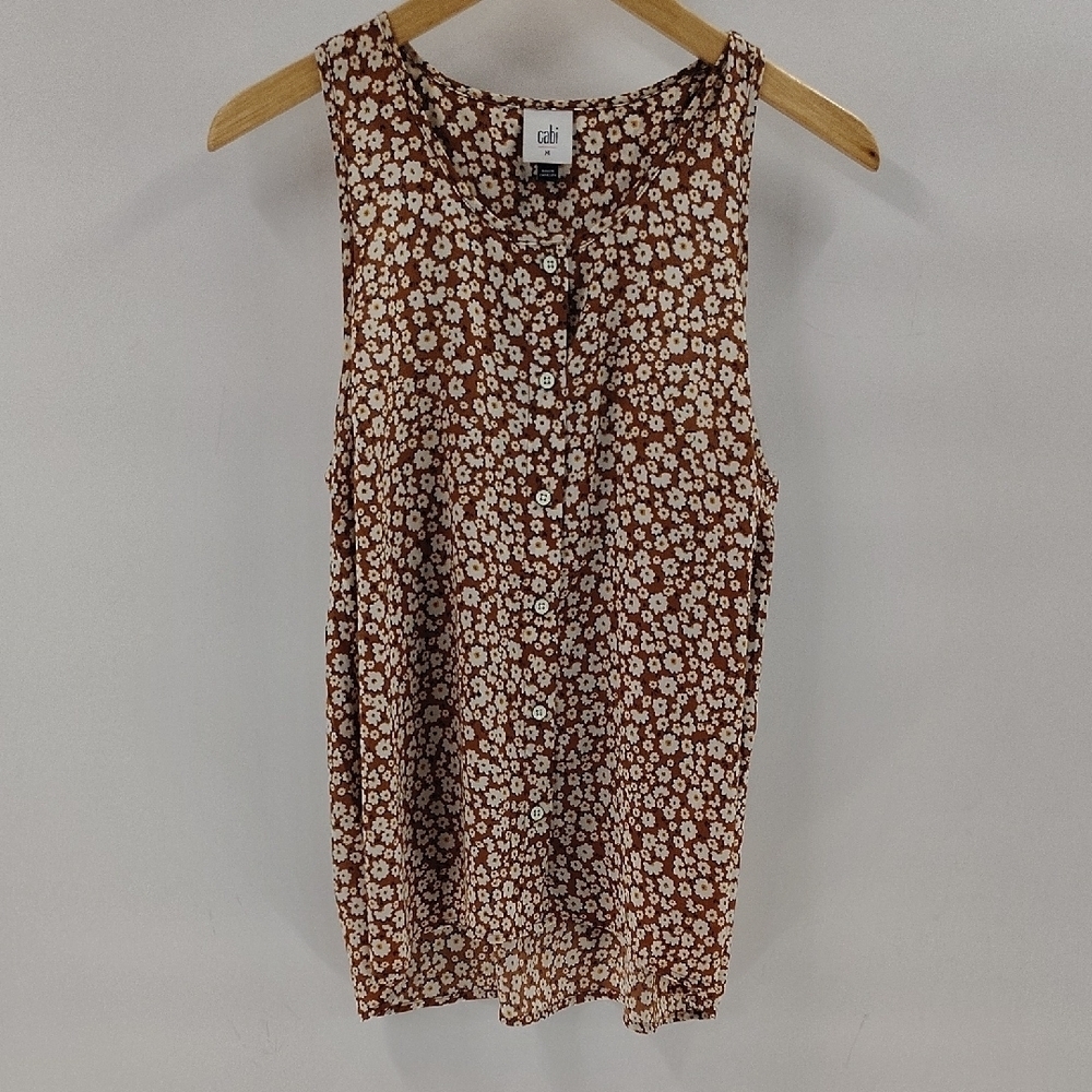 Cabi Style 4358 Lark Top Sleeveless Size Medium Floral Blouse Button Up